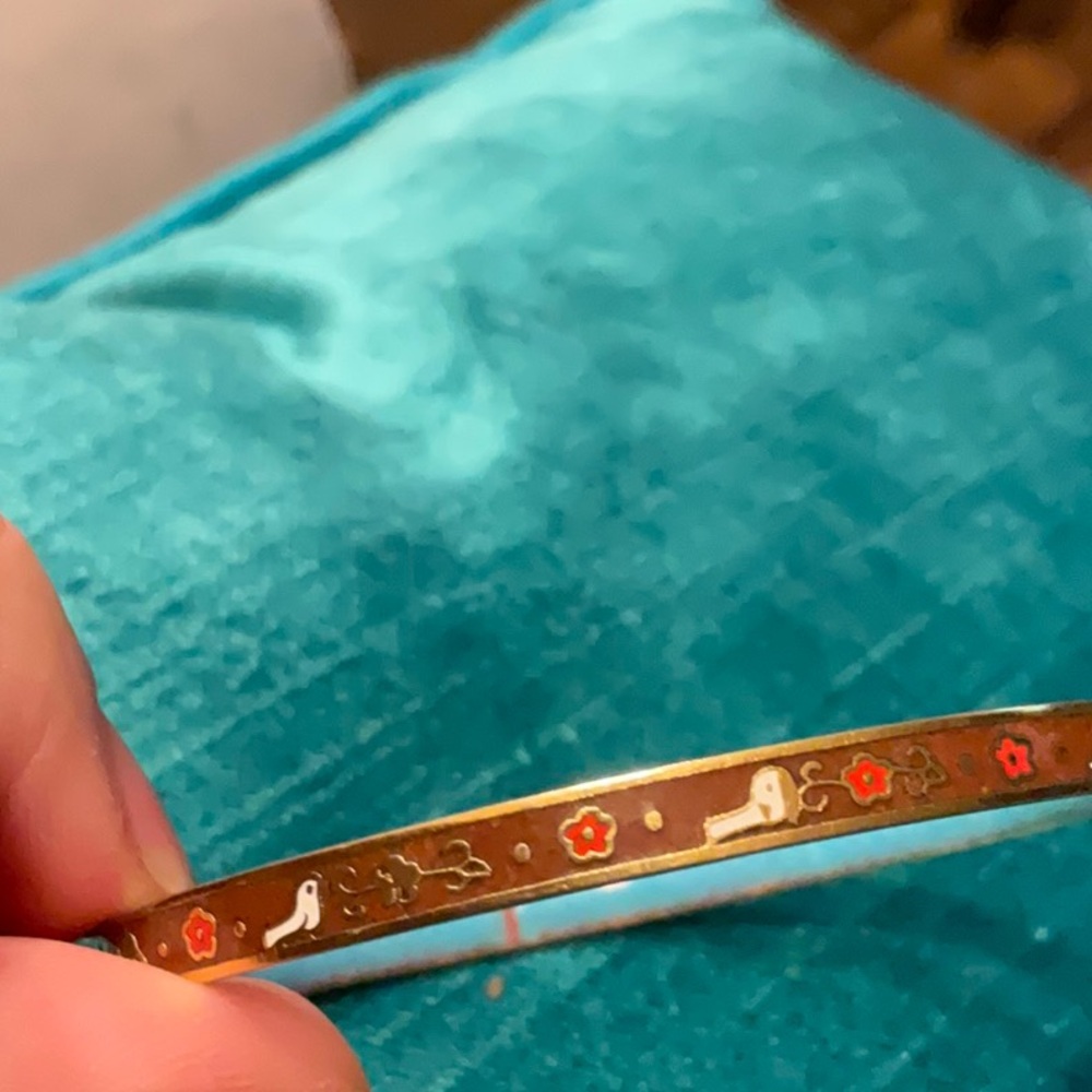 Cloisonné bangle bracelet etc white bird